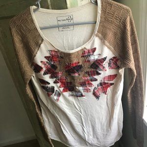 We The Free- Macrame Sleeve Boho Top